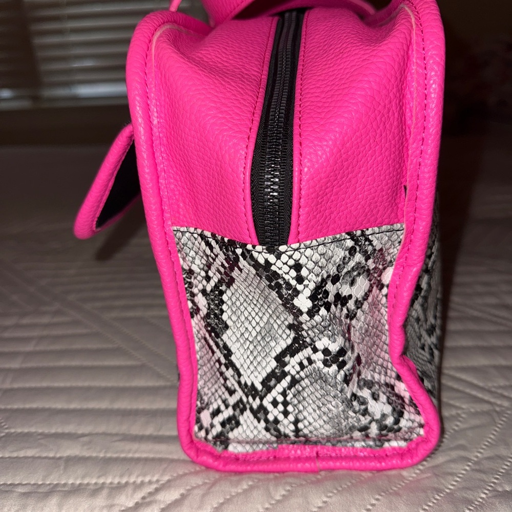 Steve Madden Pink and Black Snakeskin Tote - Picture 10 of 12